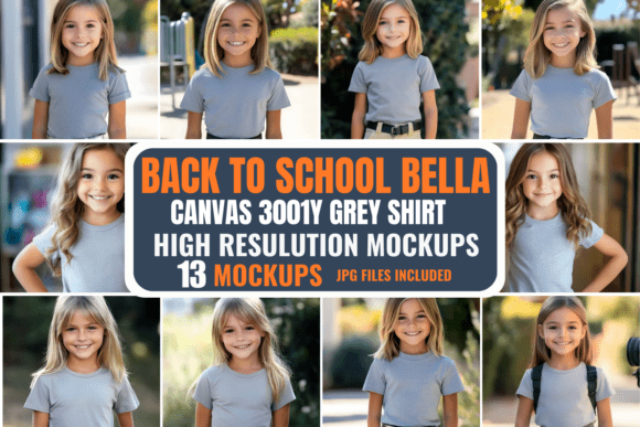 Back to School Bella Canvas 3001Y Grey S Mockups