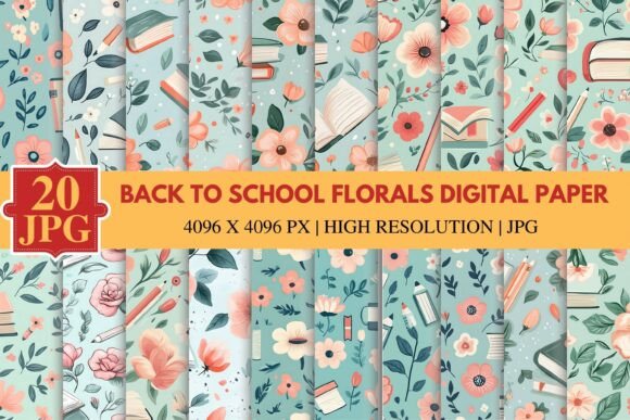 Back to School Florals Digital Paper: A Vibrant Addition to Your Creative Projects