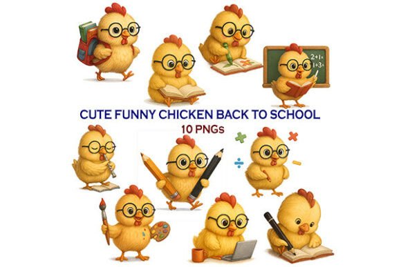 Cute Funny Chicken Back to School Set: A Playful Addition to Your Educational and Creative Projects
