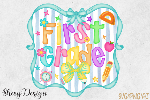 First Grade Back to School PNG Coquette